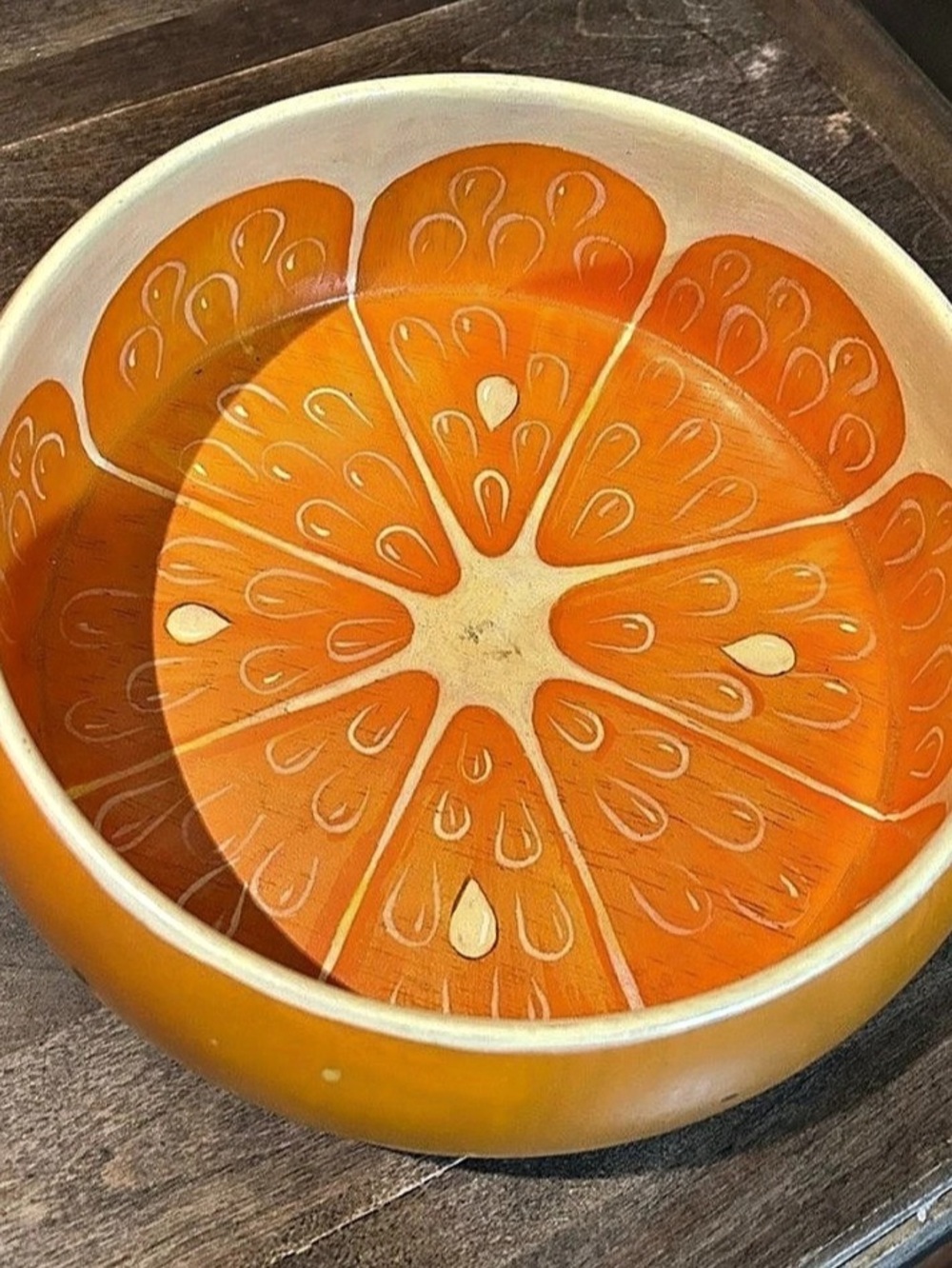 Vietri Hand-Painted Citrus Bowl in Orange & Cream